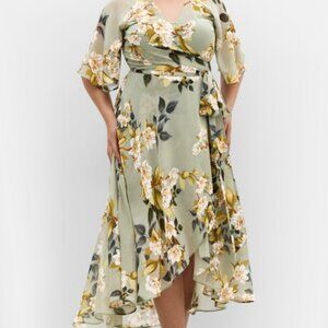 New City Chic Magnolia Floral Maxi Dress - Sage